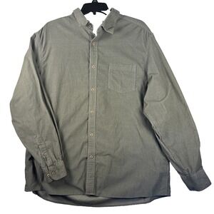 ROWM Mens XL Corduroy Long Sleeve Button Down Green Cotton Shirt